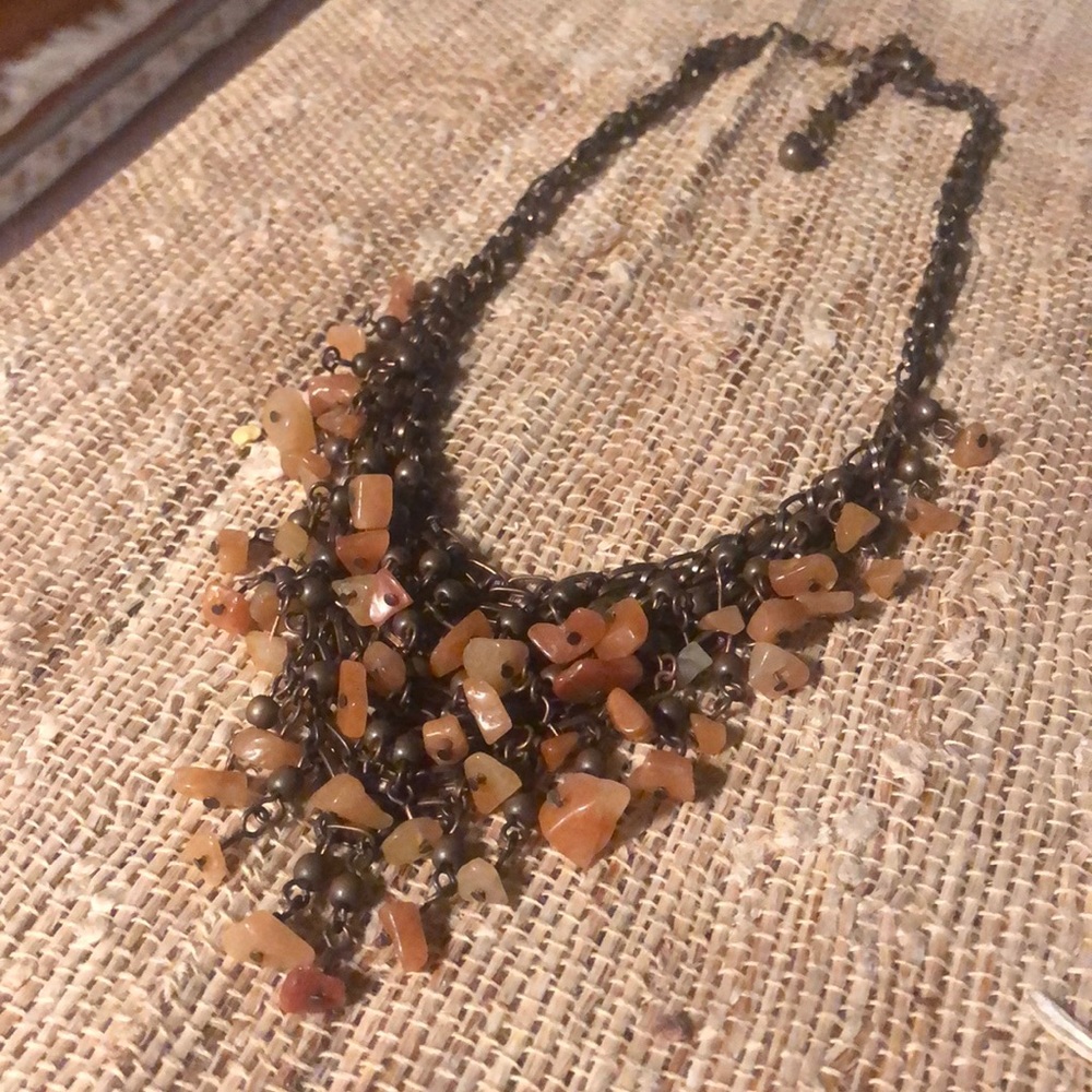 Orange and bronze-toned stone necklace